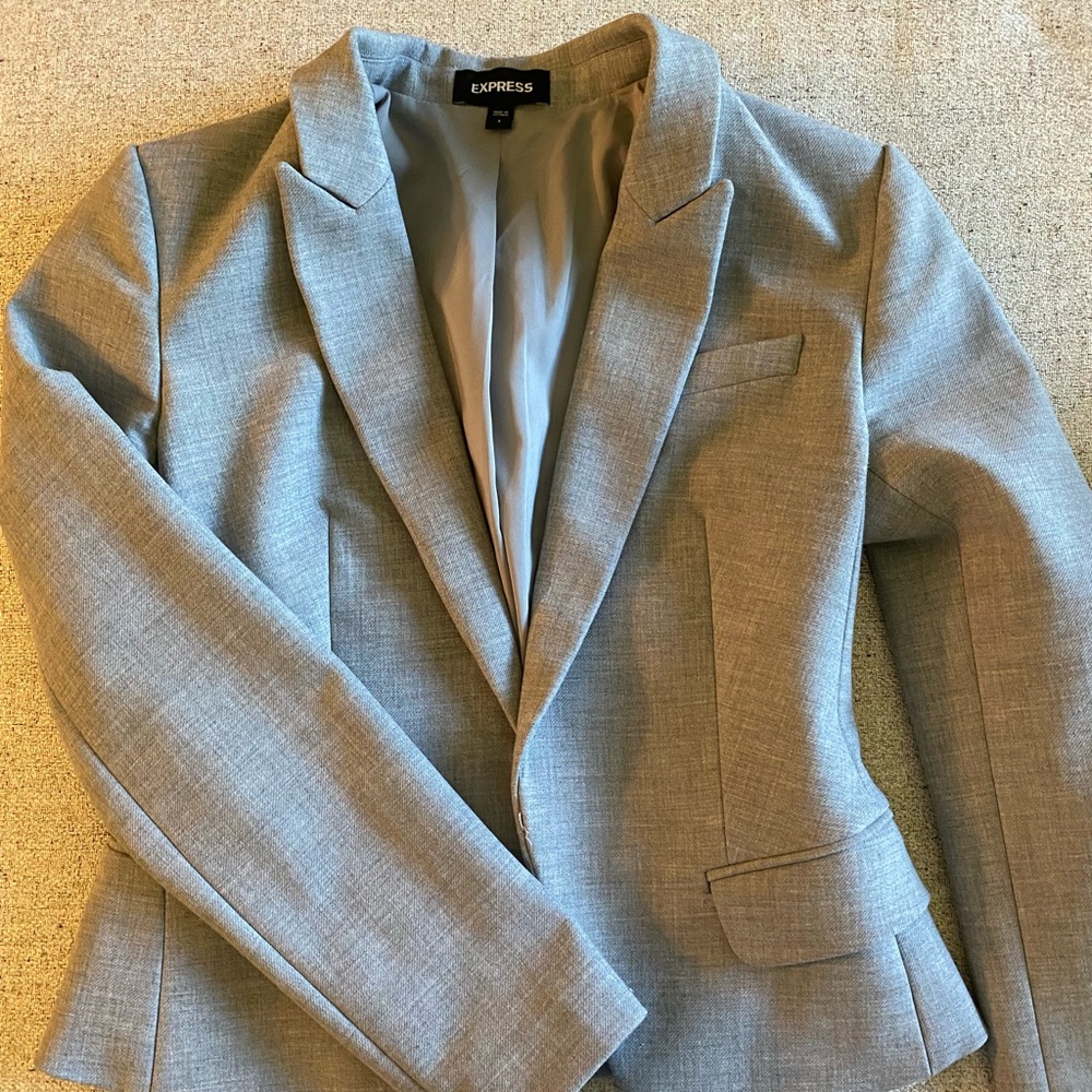 Express Grey Fitted Blazer - 4